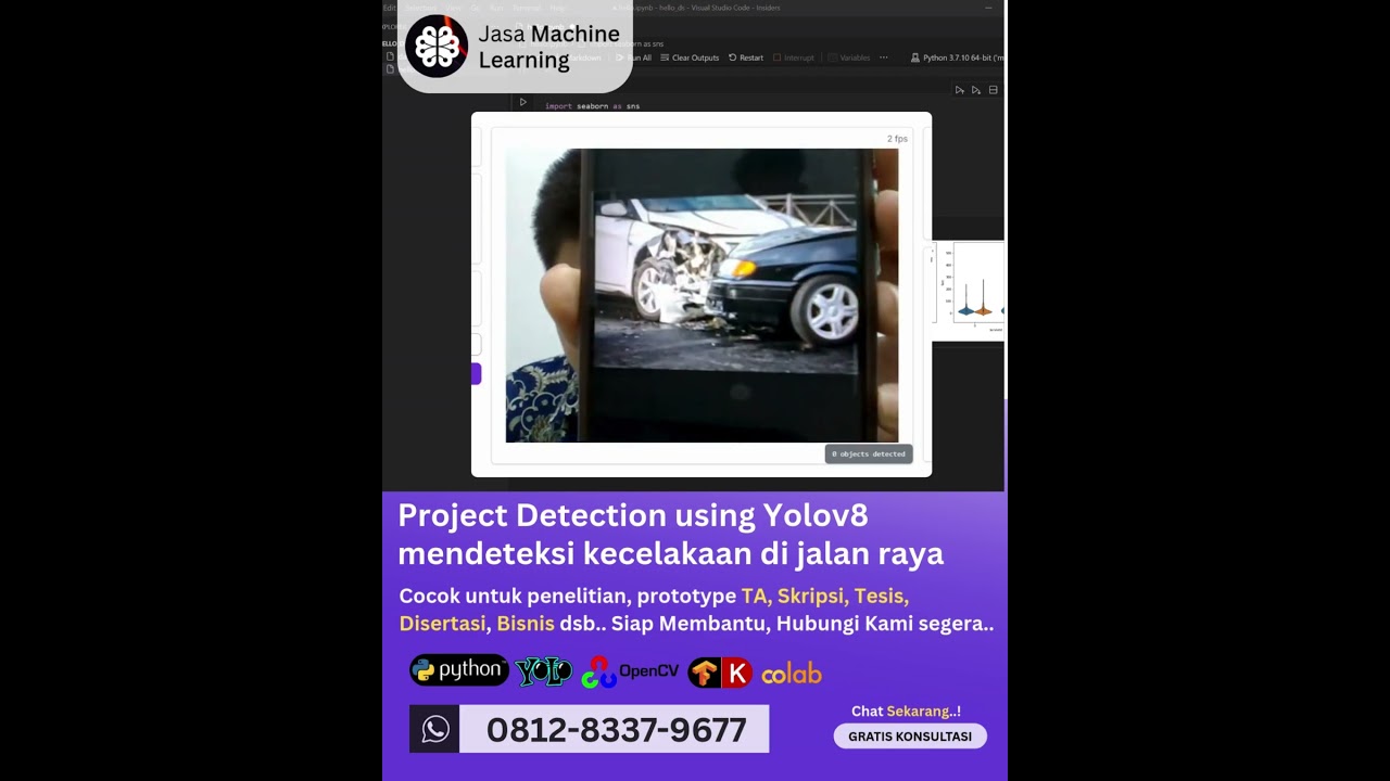 Jasa machine learning Project Detection using yolo8, untuk mendeteksi kecelakaan di jalan raya
